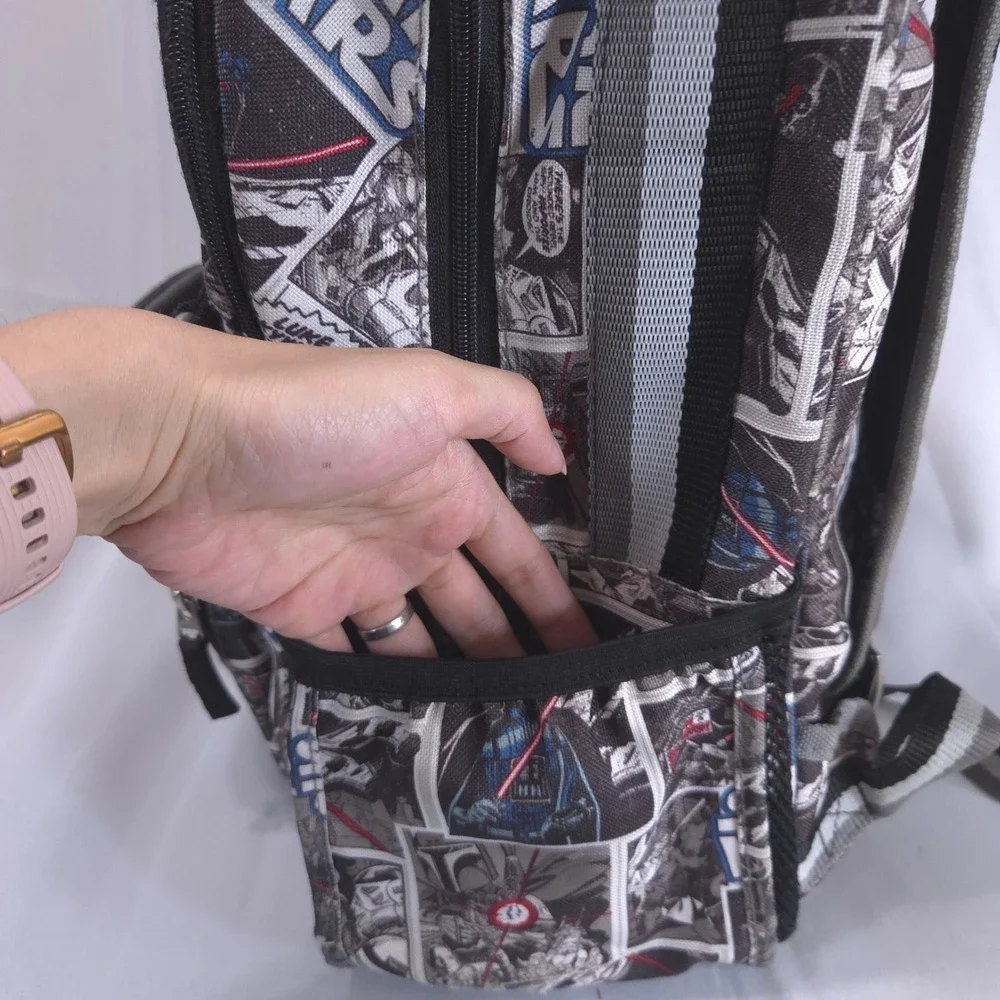 Pottery Barn Kids Star Wars Comic Print 17in Backpack Grey Caleb Personalized